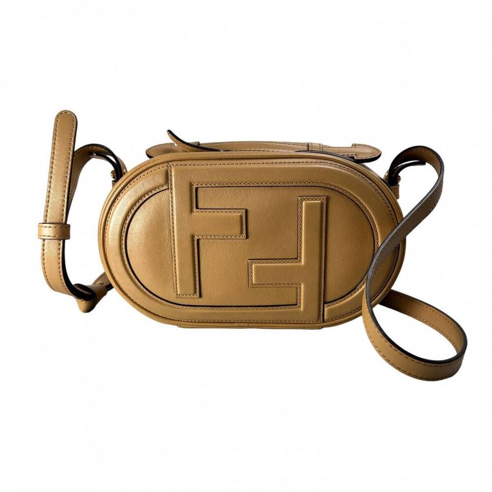 Fendi Case Brown Oolock Leather Camera Shoulder Bag Brown